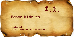 Pencz Klára névjegykártya